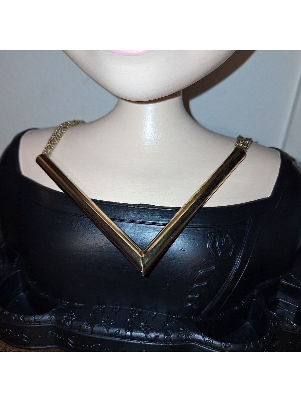Gold V Layer Chain Necklace